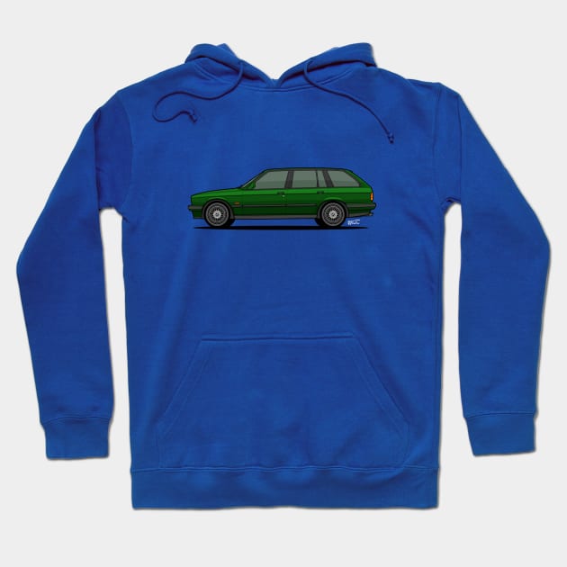 E30 Touring side profile drawing Hoodie by RJW Autographics